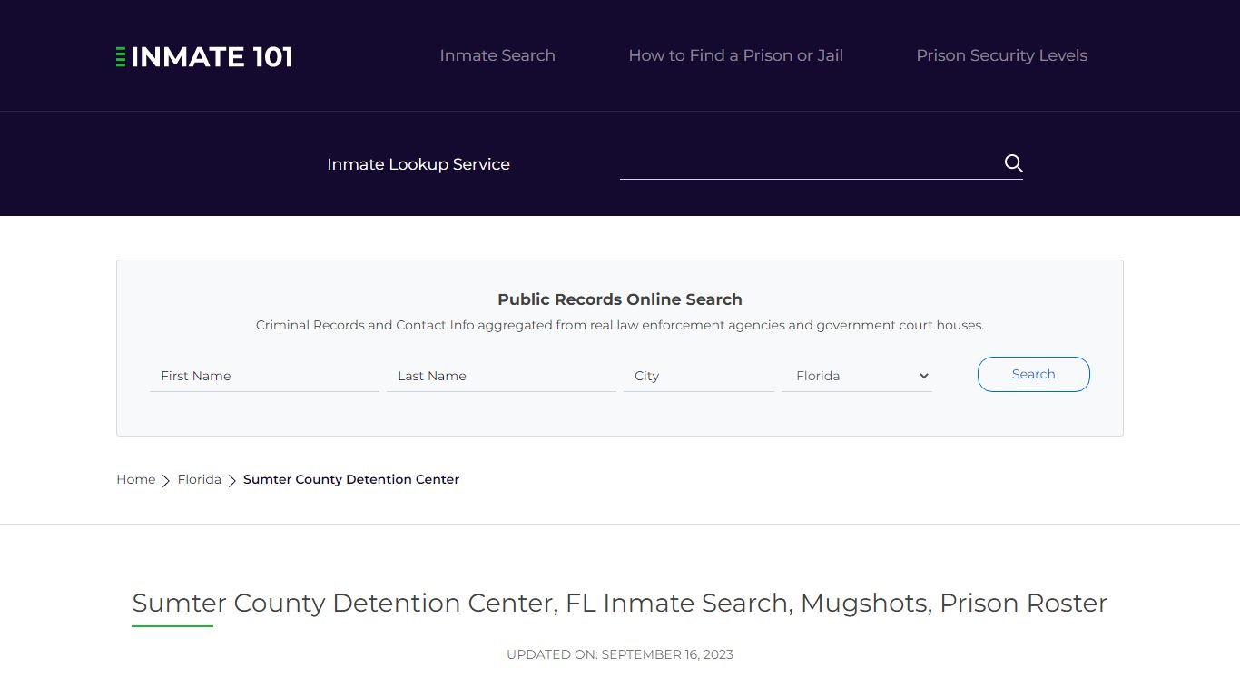 Sumter County Detention Center, FL Inmate Search, Mugshots, Prison Roster